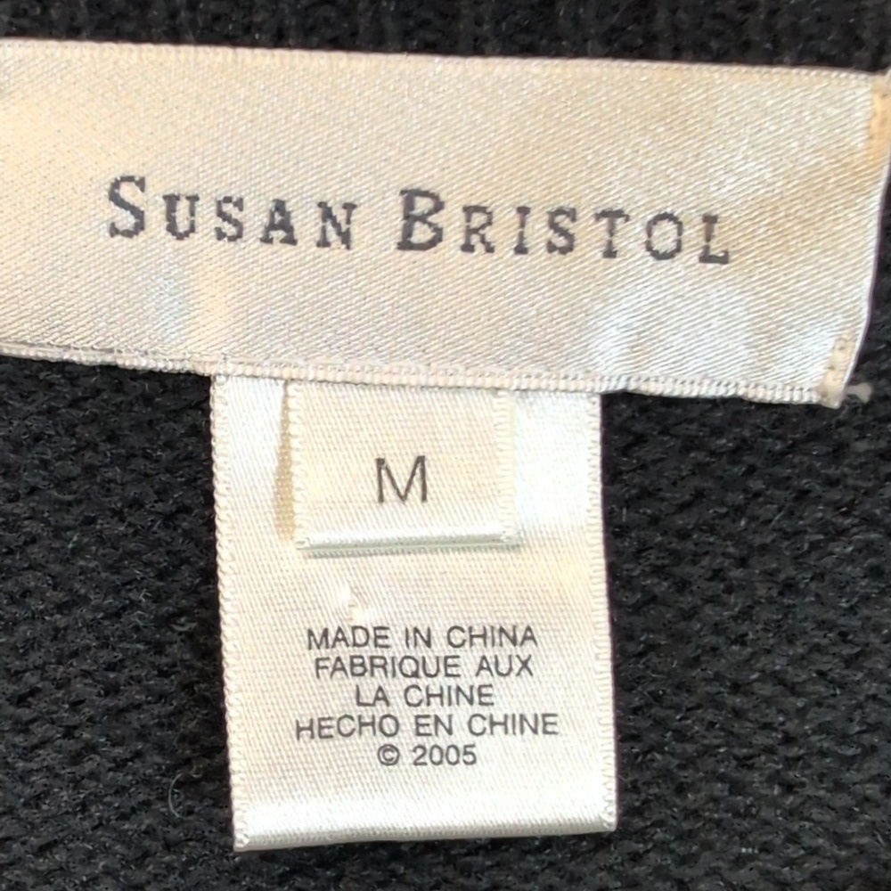 Susan Bristol Embroidered Angel Black Cardigan Sweater SZ Med Christmas 2005 - Picture 7 of 8